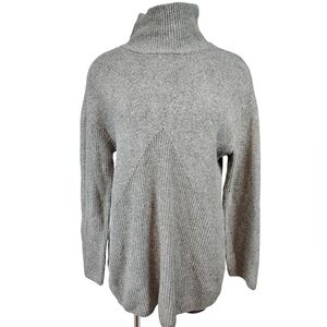 NWT Talbots Gray Wool Blend Mock Neck‎ Ribbed Knit Sweater Size Medium Women's